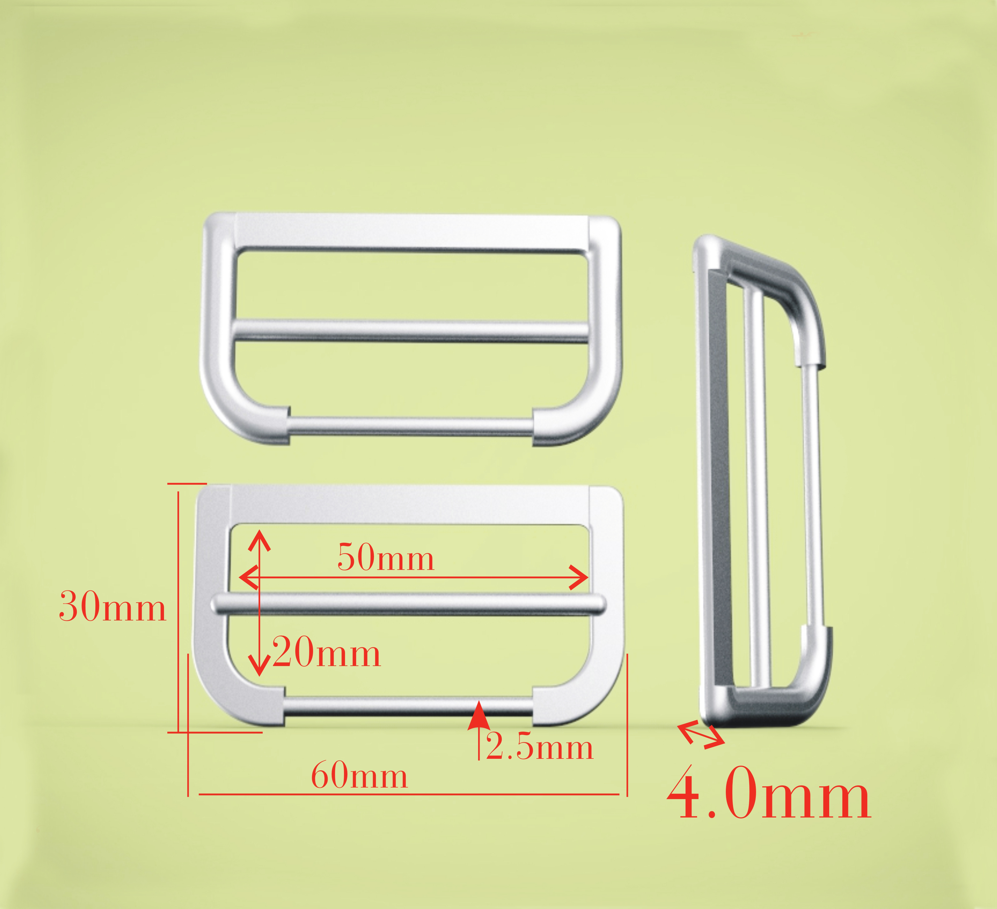 50MM ALLOY BELT BUCKLE WITHOUT ROLLER